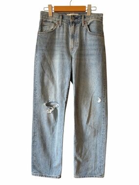 Denim Forum Aritzia The ’90s Marlo Hi-Rise Baggy Jeans Distressed Light Wash